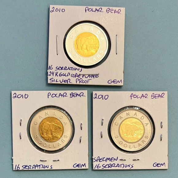 Canada 2010 Highly Collectible Set of 3 x $2 Toonies! - Picture 1 of 16